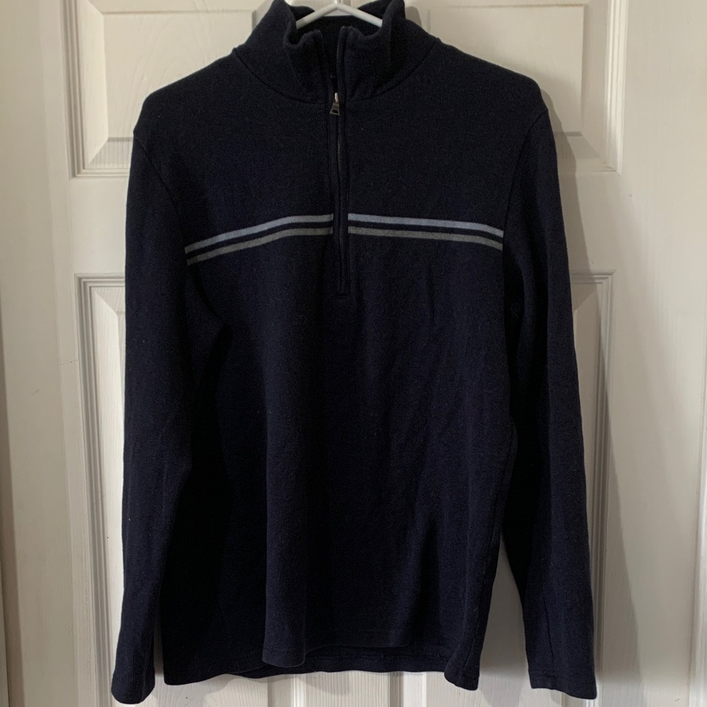 Banana Republic Men's Dark Blue 1/4 Zip-Up Sweater